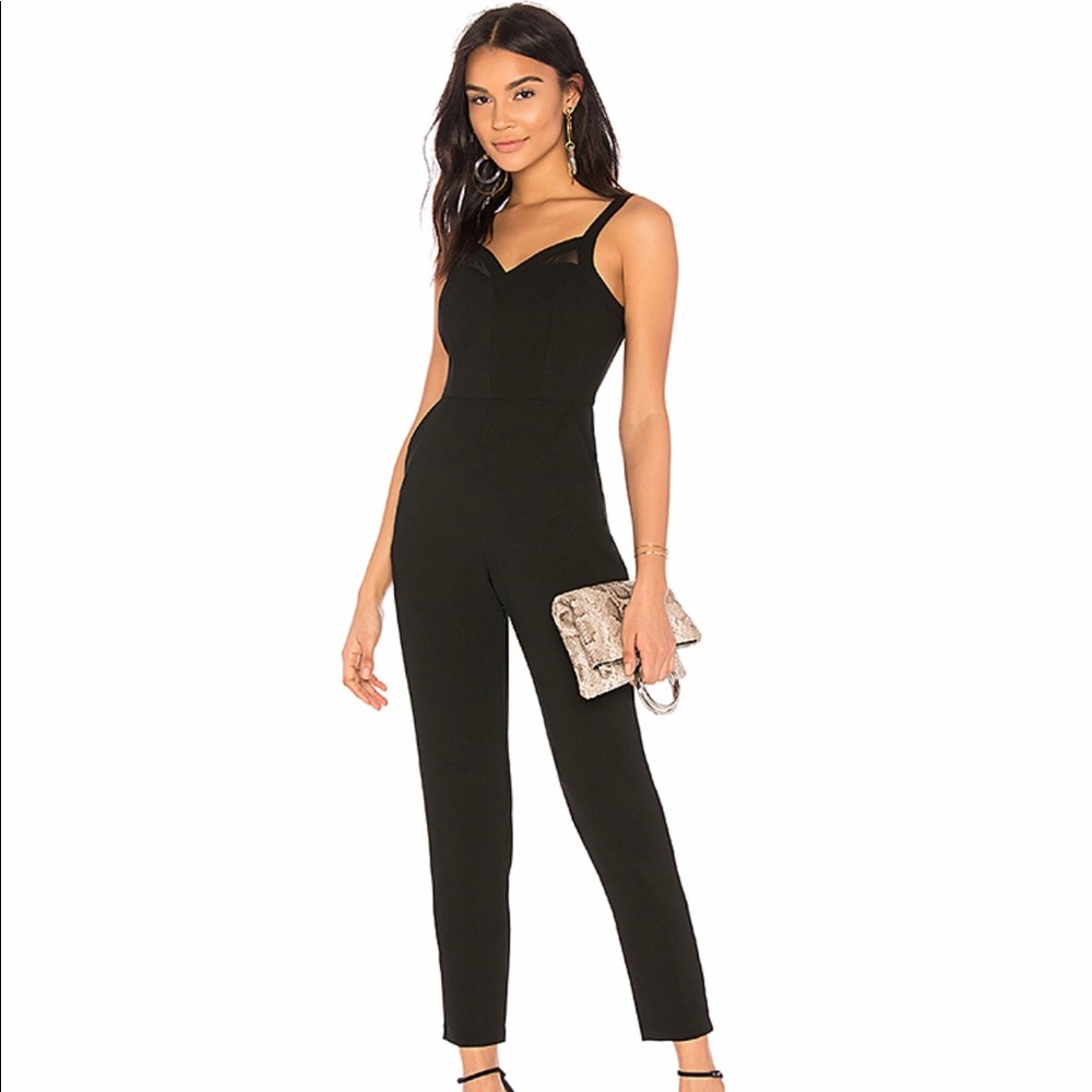 Bcbgeneration black mesh insert jumpsuit